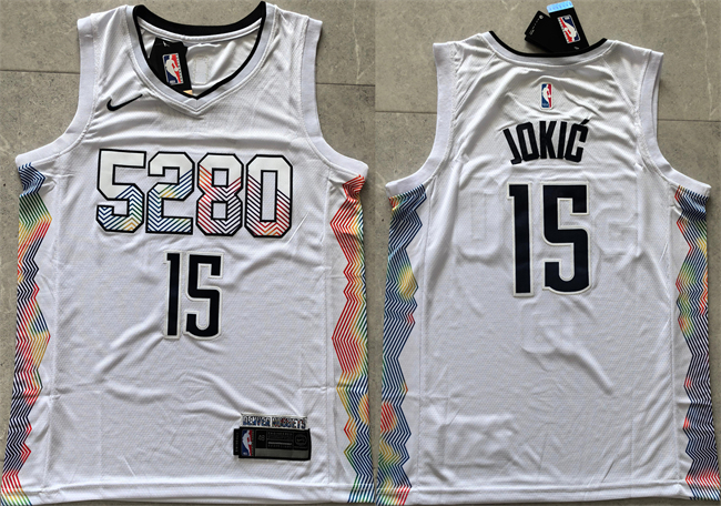Men's White Denver Nuggets #15 Nikola Jokić 2024 City Edition Stitched Basketball Jersey